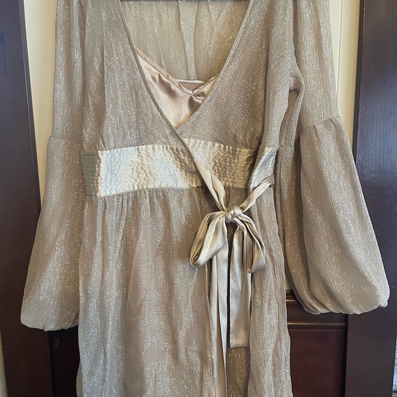 Champagne Wrap Dress- Size 8 - Picture 1 of 8